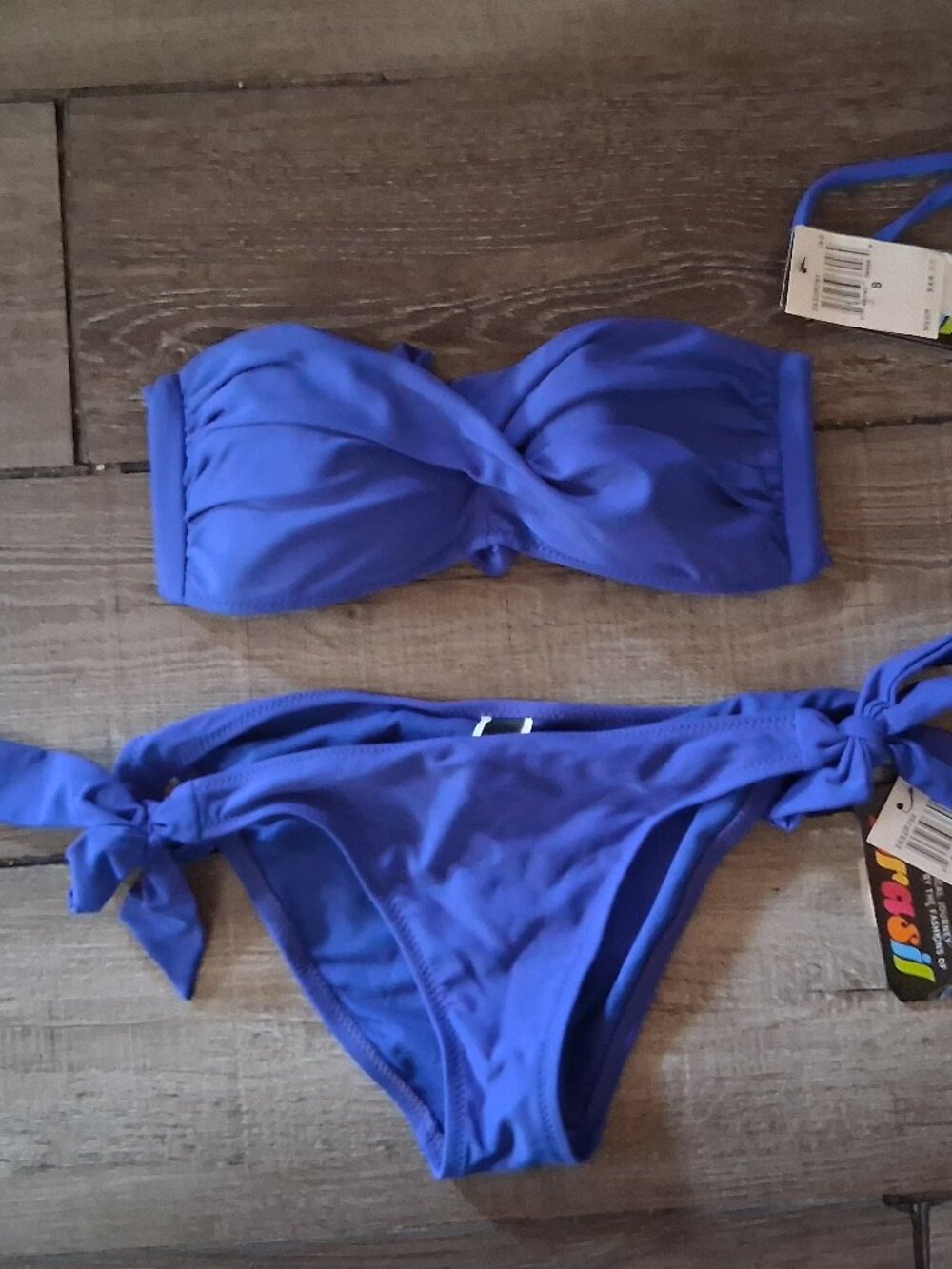 NWT ABS by Allen Schwartz bandeau bikini set size 8 Top 10 Bottom